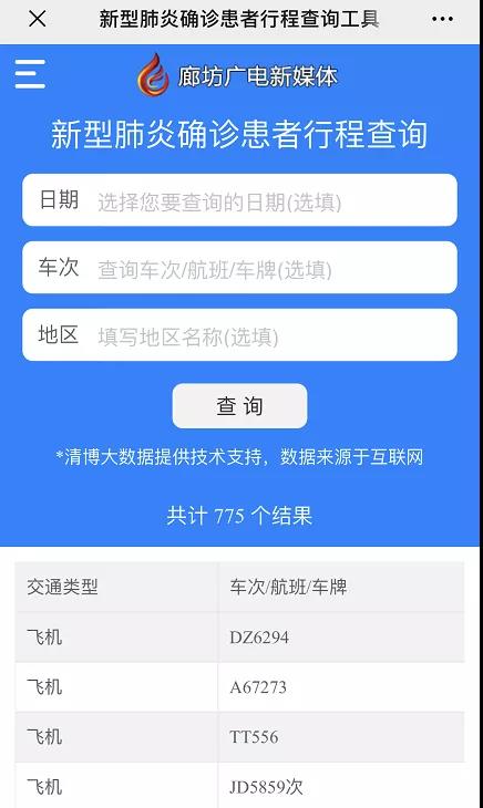 新型冠狀病毒感染的肺炎疫情信息查詢平臺(tái)上線了！